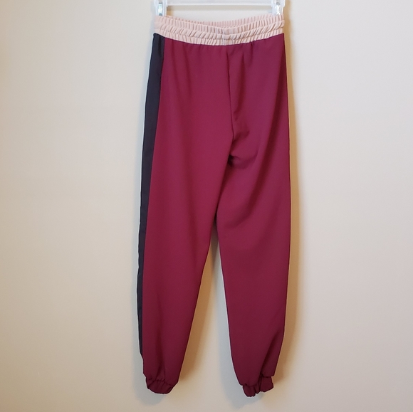 NWT Zara Basic burgundy black side stripe jogger - Picture 2 of 4